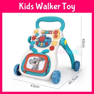 Baby Push Walker Musical Toy - Activity Play Gym Walk Training Doodle Board Car Trolley - Ideal for Toddlers and Kids to Develop Motor Skills