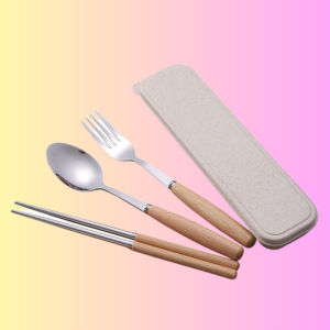 Bộ Đũa Thìa Dĩa Inox Cán Sứ Cách Nhiệt Họa Tiết Bò Sữa Có Hộp Đựng Siêu Đáng Yêu đũa bò sữa thì bò sữa dĩa bò sữa