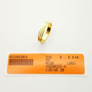 Cincin Belah Rotan Pelbagai Saiz 10 Emas 916 Yon Hing