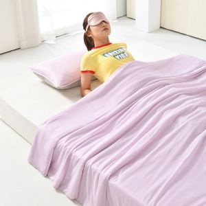 Air Condition Comforter for Summer Pure Color Ice Silk Cooling Blanket Lightweight and Smooth Twin/King Size Cold Quilt