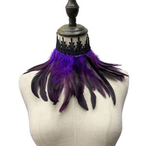 CRNGW Victorian Luxury Cosplay Props Party Costume Stage Performance Neck Wrap Necklace Feather Choker Lace Collar