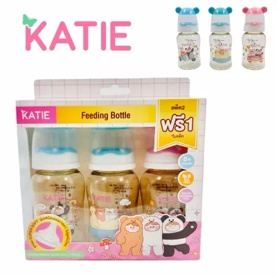 🔥🔥🔥 KATIE (เคที่) ขวดนมสีชา ขวดนมคอกว้าง และคอแคบ ขนาด 4 5 และ 8ออนซ์ (จุกไม่ดูดไม่ไหล)