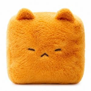 DIVATEN Soft Fluffy Square Cat Plush Pillow Plush Kawaii Cartoon Design Cat Plush Cushion Cute Sofa Decoration Lying Cat Doll Birthday Gift