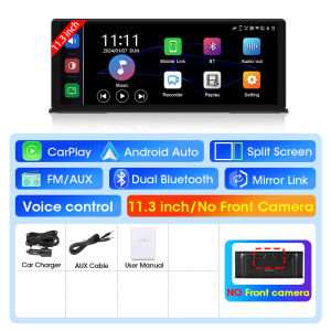 EKLEVA 11.3 inch Car DVR 4K Dash Cam Wireless Carplay Android Auto Ai Screen Support Rear Cam Video Recorder Navigation Dashboard