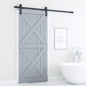 2.44/1.83M Rel Pintu Geser Sleding Barn Door Pintu Geser Industrial / Set barn door untuk Rel Geser Pintu Kayu Gudang lebar pintu / Rel Pintu Geser Door Track sliding door Hardware Rel Pintu Sleding untuk ukuran pintu
