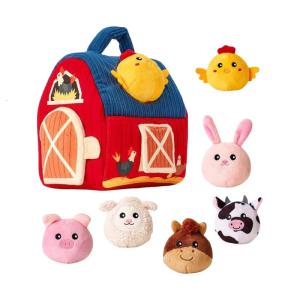 Friendly Polyester Plush Set In Portable Farm Cottage Encouraging Storytelling Skills