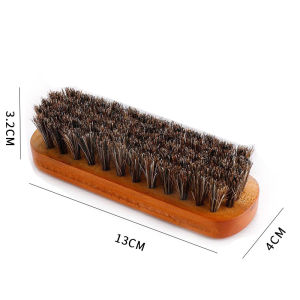 6.6 Inch Horsehair Shoe Brush Long Wood Handle Shoe Shine Brush For Boots Shoes Other Leather Care