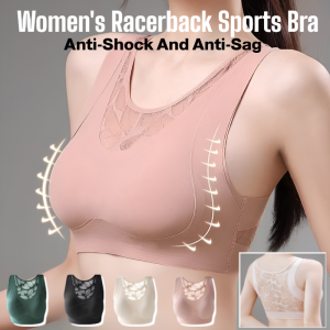 Womens Racerback Sports Bra Anti-Shock And Anti-Sag Running Vest For Yoga Gym Running Jogging Bra