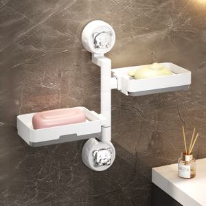 2/3/4 Layers Rotating Drain Soap Rack Wall Mounted with Suction Cup Drill-Free Bathroom Kitchen Rack Self-Adhesive Soap Dish Holder