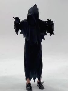 Halloween Grim Reaper Costume for Children Performance Outfit Grim Reaper Role Play with Magic Eyes cos Party attire