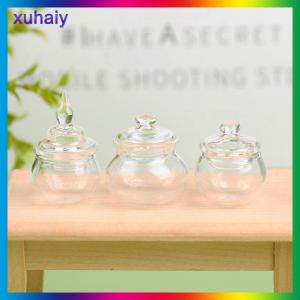 xuhaiy Lọ thủy tinh mini Nhà búp bê 1:12 lọ đựng kẹo lọ nhỏ trang trí nhà bếp