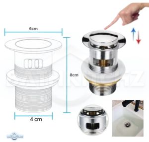 BATHKICTHZ Basin Waste Bathroom Basin Pop Up Waste Sink Drainer Basin 40mm Overflow Filter Besen
