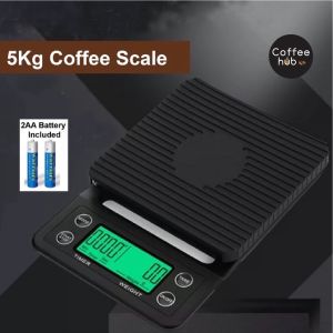 in stock-hot sale(Ready Stock) Coffee Espresso Kitchen Baking Digital Weighing Timer Tare Function Scale Accuracy 0.1 gram to 3000g 5000g