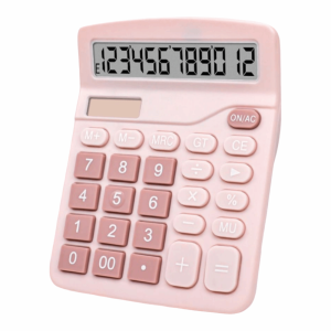 QKG24 12-Digit Dual Power Calculator Large LCD Display Solar Battery Dual Power Office Calculator Cute Big Button Calculator Office Use