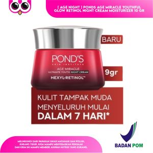 [ AGE NIGHT ] PONDS AGE MIRACLE YOUTHFUL GLOW RETINOL NIGHT CREAM MOISTURIZER 10 GR / PELEMBAB WAJAH