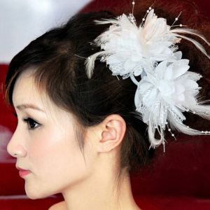 OQEWPI หวานหวานแหววว สง่างามเรียบหรู คลิปปากเป็ดสำหรับเด็ก ลูกปัดประดับลูกปัด ที่หนีบผมเด็ก เต้นรำแสดง Headwear ตาข่ายคาดผม ที่หนีบผมคอร์เซจ ผู้หญิง scrunchie ปิ่นปักผมขนนกดอกไม้ เครื่องประดับศีรษะปาร์ตี้