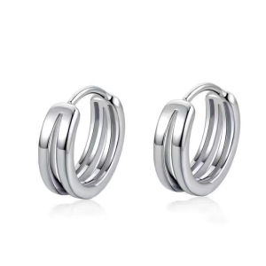 【♡Lovely girls house♡】แฟชั่นพังก์สีเงินสีดำ Cincin Kuping วงกลมขนาดเล็กตัวล็อกตุ้มหูต่างหูห่วงซึ่งเป็นที่นิยมเรียบง่ายสำหรับผู้ชายผู้หญิง