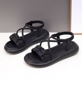 [Free Shipping] Casual Style Cross-Strap Sandals For Women 2026 Summer Flat Beach Shoes Fashionable Versatile Comfortable Soft-Soled Sandals