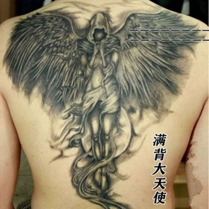 Amazon.com : angel Juice Long Lasting Semi-permanent Temporary Tattoo  Stickers for Women Men Angel Wing in Vintage Style Template for and Emblems  Shirts Logo Angelic An Navy Blue Fake Tattoo Body Makeup
