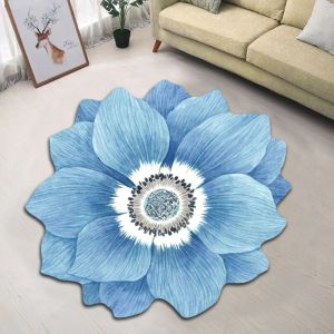 OURTOUR Special-shaped Flower Carpet Peony Pastoral Blanket Baby Crawl 60x60cm Floor Mat Living Room Tea Table Bedside