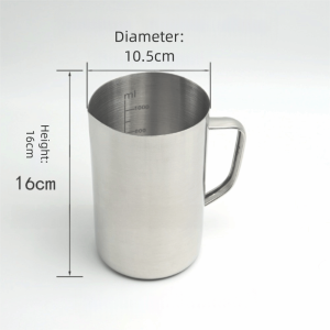 LUXELU Large Capacity Laboratory Beaker Stainless Steel Scale Graduation Espresso Mugs 500ml Graduated Beakers Baking