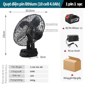 Quạt chạy pin quạt 2 cấp độ gió siêu bền dùng pin makita 10-15cell sử dụng liên tục 5 đến 9 tiếng