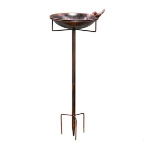 Stake Vintage Metal Bird Bath Freestanding Design for Garden Patios Yard with Upgraded 4 Prong Base