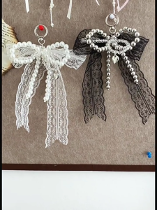 Imitation Pearls and Lace Bowknot Bag Accessory With Portable Designs Fashion Accessory for Sweet Styles Enthusiasts
