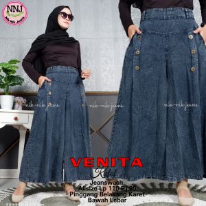 Kulot Jeans Jumbo XXL Venita Celana Kulot Lepis Palazo Bawahan Wanita Ukuran besar Rit Shop