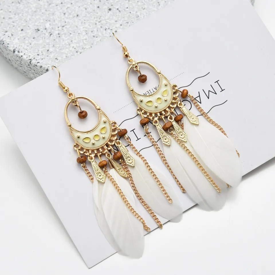 Fashion Long Bohemia Drop Earrings Women Jewelry Statement Bohemian Dangle Earrings Black Pink