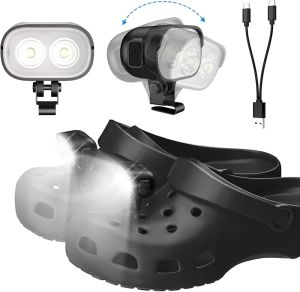COSOOS Original 2 Rechargeable Headlights for Croc Charms Flashlight Attachment for Croc Light Kids Boy Girl Men Women Sandal Clip on Clog Headlamp Shoe Accessory Decoration Charm for Croc