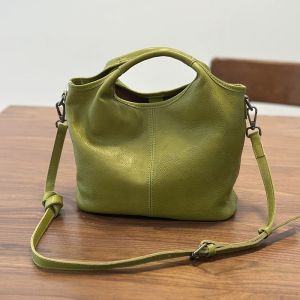 BeeGreen Women High Quality Genuine Leather Shoulder Bag Retro Dumpling Tote Bag Elegant Soft Commuter Bag