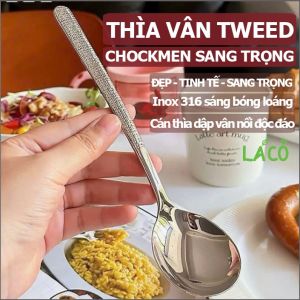 Thìa vân Tweed inox cao cấp 316 thìa vân cán Chockmen Đức đẹp sang trọng an tâm sức khỏe muỗng inox thìa inox 304 thép