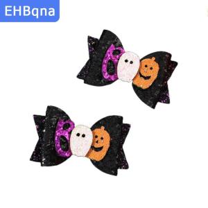 [COD] EHBqna SPORTS กิ๊บติดผมรูปโบว์ระยิบระยับสำหรับฮาโลวีน2ชิ้นกิ๊บติดผมรูปผีแมงมุมฟักทองวิบวับสำหรับสาวปาร์ตี้เครื่องประดับผม