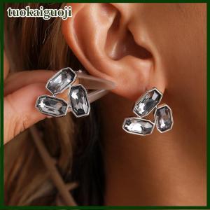 tuokaiguoji Tối Giản Acrylic Rhinestone Bông Tai Cho Phụ Nữ Hàn Quốc Thời Trang Hình Học Tai Đinh tán Đảng Trang Sức Phụ Kiện