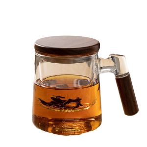[Giá Sốc] Cốc pha trà cá nhân ly lọc trà thủy tinh Cốc lọc trà thủy tinh cốc thủy tinh pha trà có nắp đậy bằng gỗ