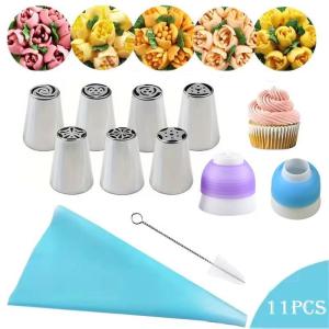 Bộ phụ kiện phun trang trí bánh Nga gồm 11 món dụng cụ trang trí bánh dụng cụ nướng bánh