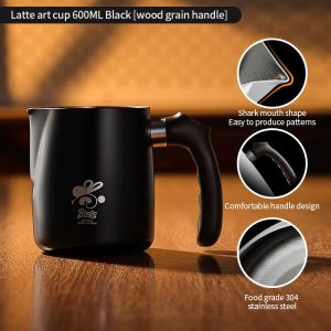 Bincoo Coffee Latte Cup Art Mug Milk Frother Cup 304 Stainless Steel Round Mouth Latter Jar Milk Vat 600ML