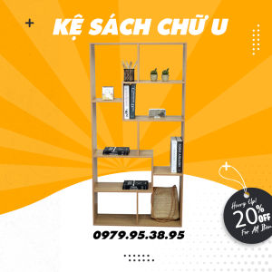 Kệ gỗ Chữ U đa năng kệ sách sang trọng phù hợp với mọi ngôi nhà bền và đẹp chất gỗ MDF chất lượng cao