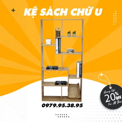 Kệ gỗ Chữ U đa năng kệ sách sang trọng phù hợp với mọi ngôi nhà bền và đẹp chất gỗ MDF chất lượng cao
