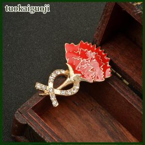 tuokaiguoji Hợp Kim Màu Đỏ Hoa Trâm Thanh Lịch Rhinestone Nhà Máy Phù Hợp Với Pin Ve Áo Pin Tiệc Cưới Đảng Đồ Trang Sức Quà Tặng Cho Phụ Nữ Cô Gái