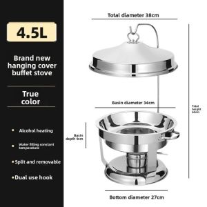 NEXASHOP 4.5/9L Warmer Food Chafing Dishes Hanging Cover Stainless Steel Buffet Dining Stove Luxury Gold Serving Tray Buffet Catering