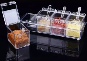 Beau Crystal Seasoning Box / Tempat Bumbu Dapur Cristal Transparant 4 in 1