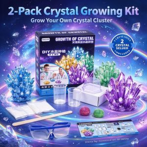 Kids DIY 2 Sets Crystal Growing Experiment Set STEM Learning Toy Desktop Ornament Holiday Present