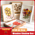 Topstar Wooden DIY Shadow Box Frame for Dried Flower Big Size 4/6R A4 Photo Picture Transparent Glass Frame Plant Wall Hang Display. 
