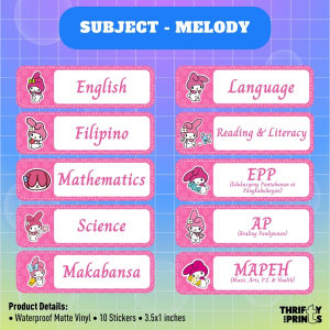 Notebook Stickers Subject Sticker Name Sticker Number Sticker