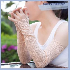 Ditur Summer Sun Protection Gloves Ice Lace Sleeves Driving Uv Blocking Arm Sleeves