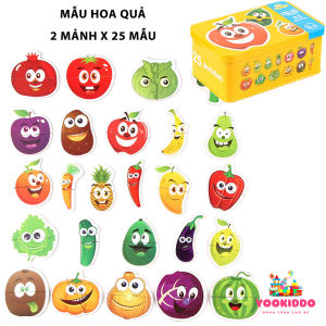 Bộ tranh ghép hình 2 mảnh gỗ Puzzle hộp sắt cao cấp 24-26 hình/hộp - YOOKIDDO