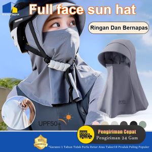 Topi Matahari Full Face Musim Panas Topi Matahari Sutra Es Gini Topi Matahari Wanita Anti-Ultraviolet Pelindung Leher Bersepeda Luar Ruangan Masker Terintegrasi