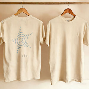[Local Stock] HBESTY  Blue Spiral Pattern Geometric Design Abstract Symbol Crew Neck Short Sleeve T Shirt Top High Quality Cotton Breathable Casual